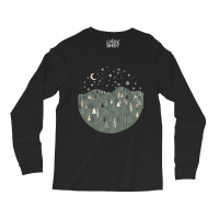 Forest Trees Autumn Winter Night Snowing Star Moon Long Sleeve Shirts | Artistshot