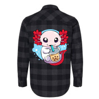 Funny Axolotl Salamander Aquatic Boba Kawaii Aesth Flannel Shirt | Artistshot