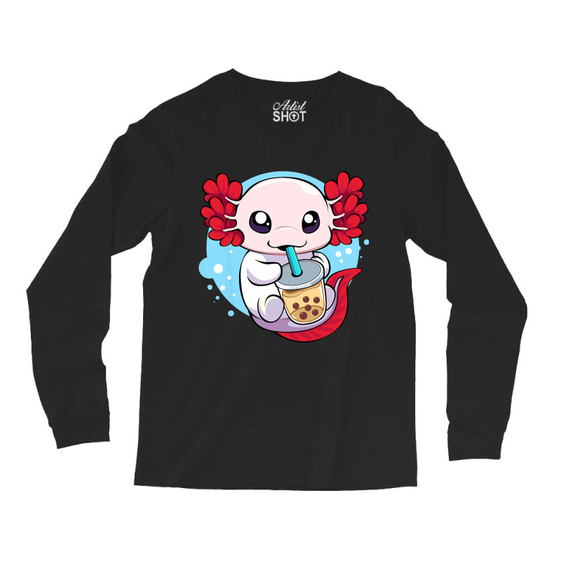 Funny Axolotl Salamander Aquatic Boba Kawaii Aesth Long Sleeve Shirts | Artistshot