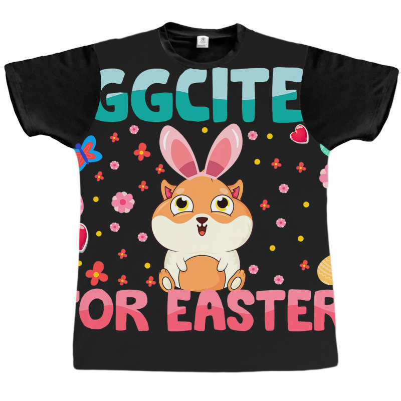 Eggcited For Easter Bunny Guinea Pig Rabbit Funny  Graphic T-shirt | Artistshot