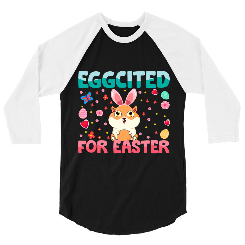 Eggcited For Easter Bunny Guinea Pig Rabbit Funny  3/4 Sleeve Shirt | Artistshot