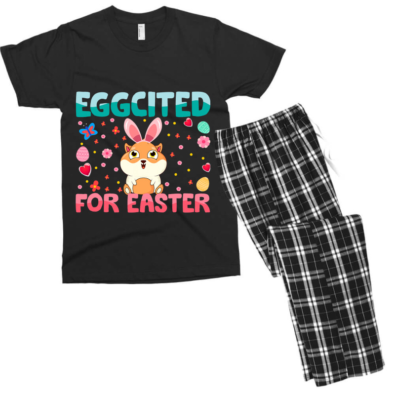 Eggcited For Easter Bunny Guinea Pig Rabbit Funny  Men's T-shirt Pajama Set | Artistshot