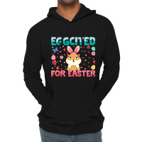 Eggcited For Easter Bunny Guinea Pig Rabbit Funny  Lightweight Hoodie | Artistshot