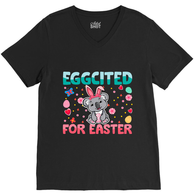 Eggcited For Easter Bunny Koala Rabbit Funny Kids V-neck Tee | Artistshot