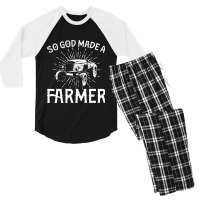 Farming Farmer Vintage Tractor So God Made A Farme Men's 3/4 Sleeve Pajama Set | Artistshot