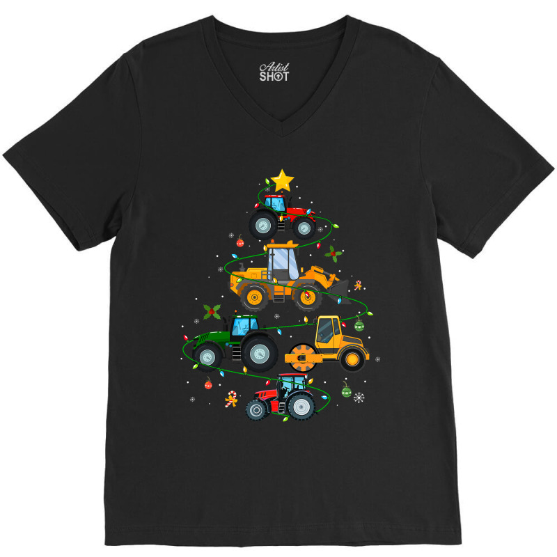 Farm Tractor Christmas Tree Farming Boys Girls Tod V-neck Tee | Artistshot