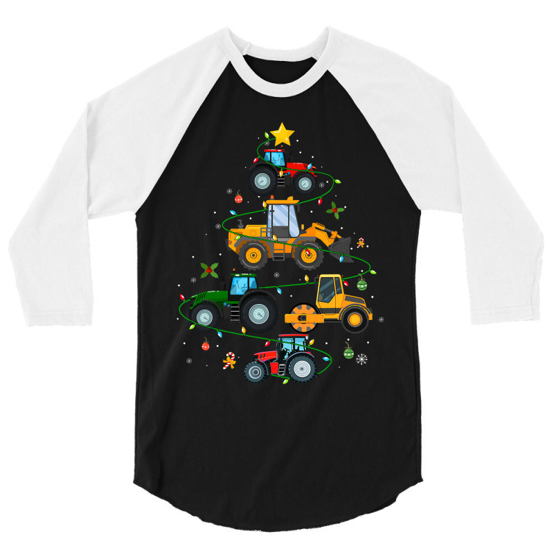 Farm Tractor Christmas Tree Farming Boys Girls Tod 3/4 Sleeve Shirt | Artistshot