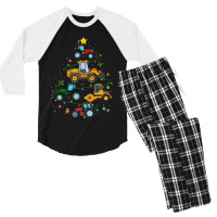 Farm Tractor Christmas Tree Farming Boys Girls Tod Men's 3/4 Sleeve Pajama Set | Artistshot