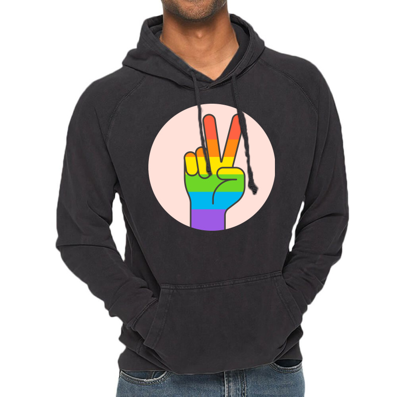 Two Fingers Rainbow Vintage Hoodie by DYNNN | Artistshot