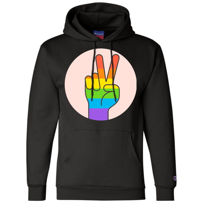 Two Fingers Rainbow Champion Hoodie by DYNNN | Artistshot