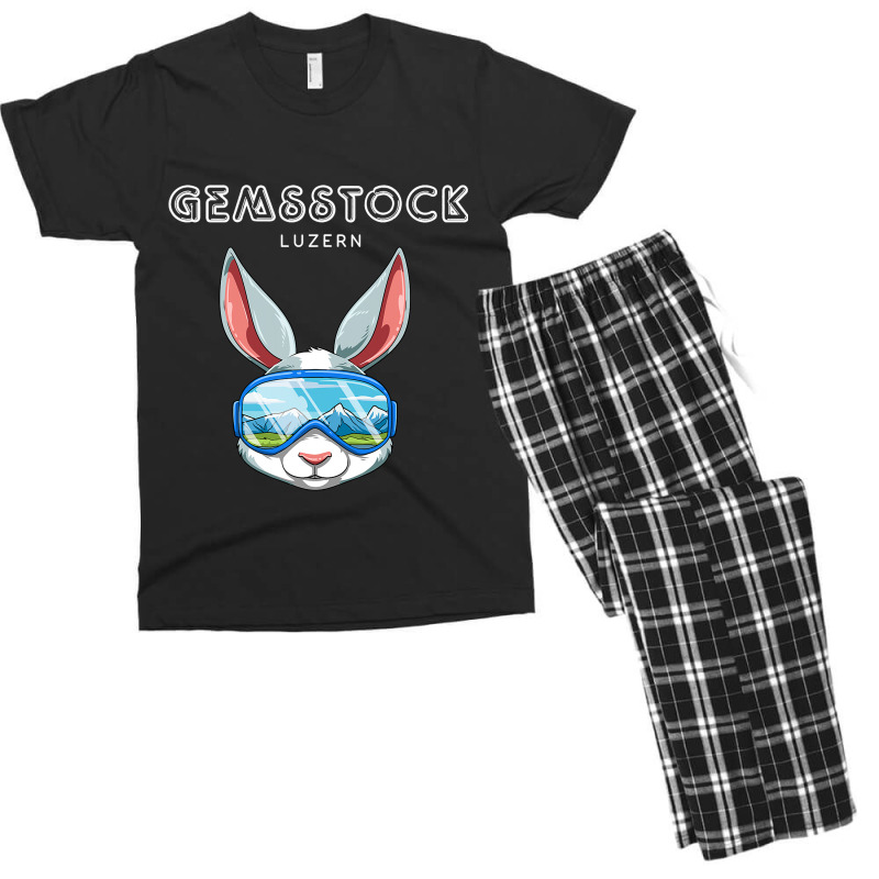 Gemsstock Lucerne Switzerland Retro Ski Hare Men's T-shirt Pajama Set | Artistshot