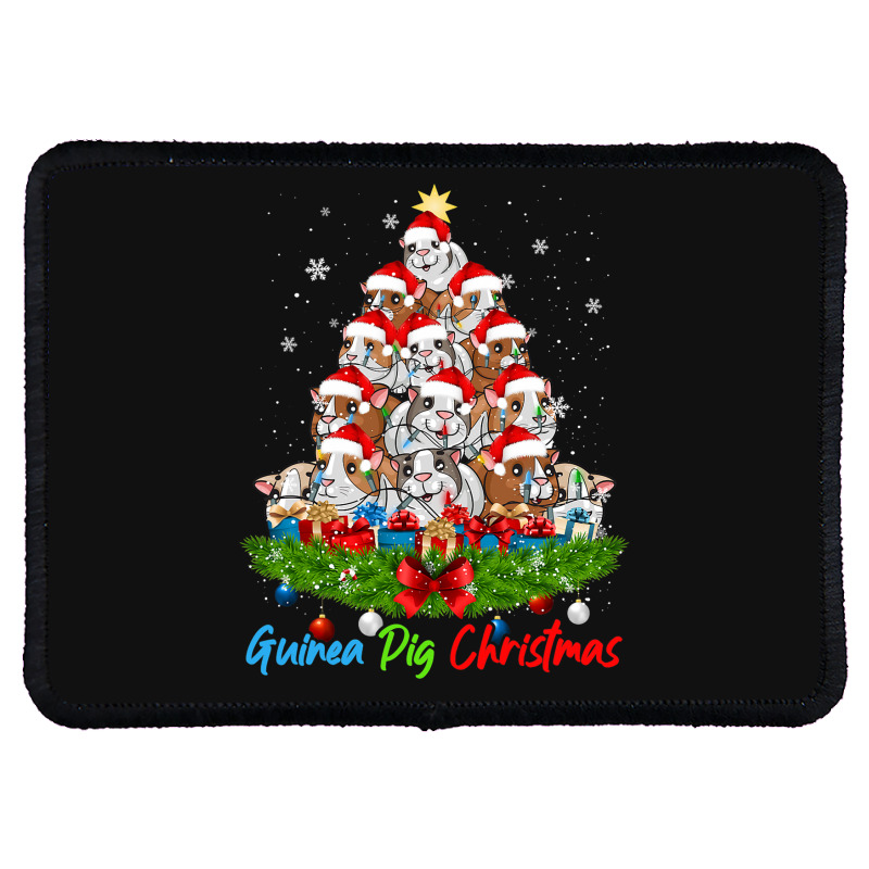 Funny Guinea Pig Christmas Lights Tree Ornament De Rectangle Patch | Artistshot