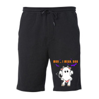 Ghost Cow Moo I Mean Boo Pumpkin Moon Halloween 1 Fleece Short | Artistshot