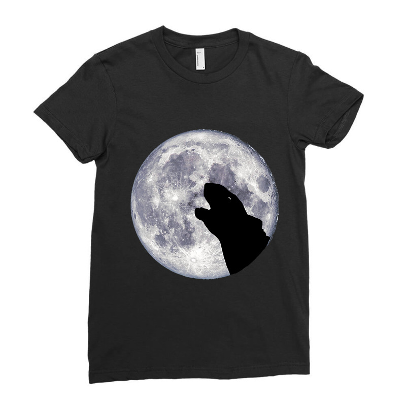 English Bull Terrier Howling At The Moon Ladies Fitted T-Shirt by KreedJager | Artistshot