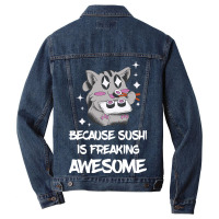 Freaking Awesome Sushi Lover Lemur Asian Food Japa Men Denim Jacket | Artistshot