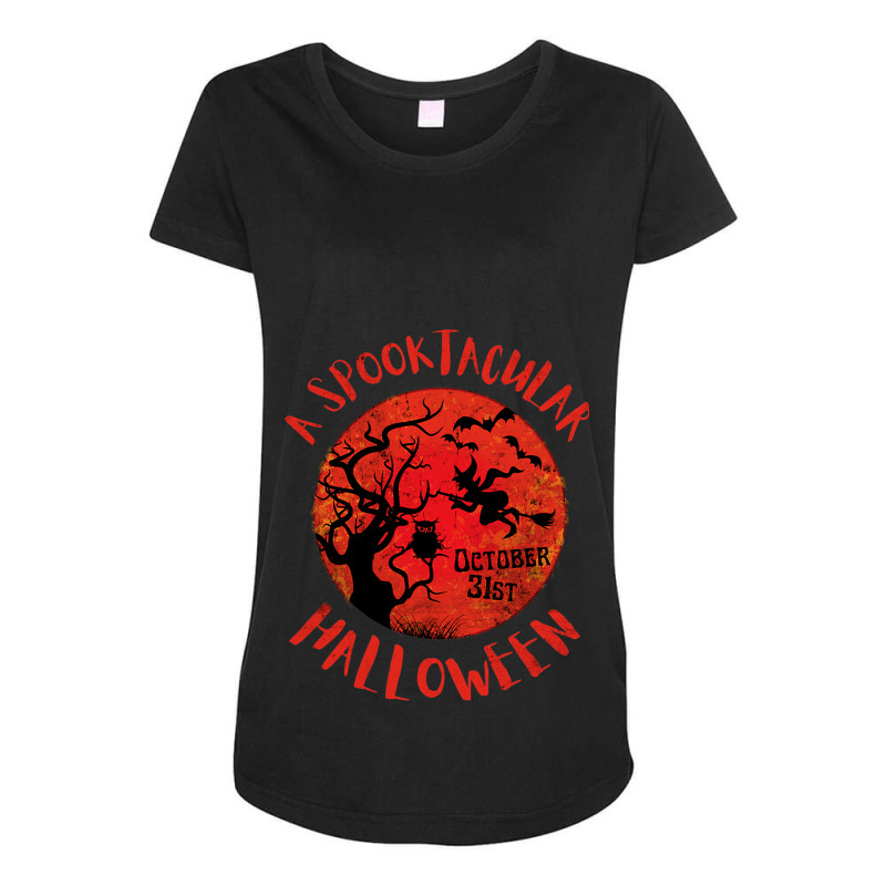 Funny Halloween Red Moon Spooky Witch Owl Bats Gru Maternity Scoop Neck T-shirt by NOELYOUNG | Artistshot