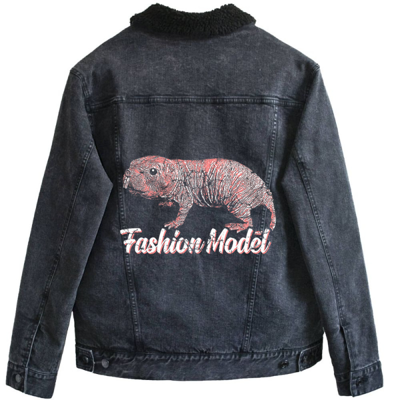 Fashion Model Naked Mole Rat Funny Unisex Sherpa-lined Denim Jacket | Artistshot