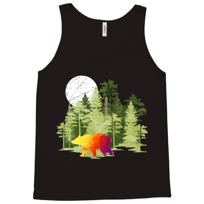 Full Moon Brown Bear Outdoor Nature Wildlife Anima Tank Top | Artistshot