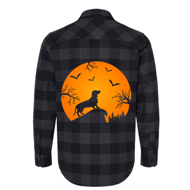 Funny Weiner Dog In The Moon Dachshund And Hallowe Flannel Shirt | Artistshot