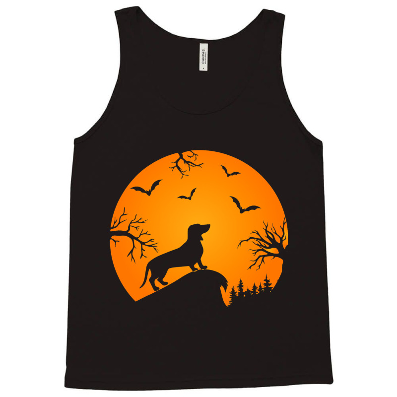 Funny Weiner Dog In The Moon Dachshund And Hallowe Tank Top | Artistshot