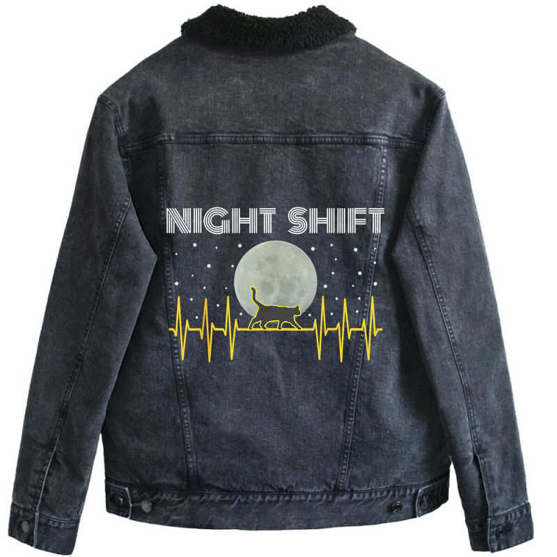 Funny Nurses Gifts Night Shift Nurse Cool Full Moo Unisex Sherpa-lined Denim Jacket | Artistshot