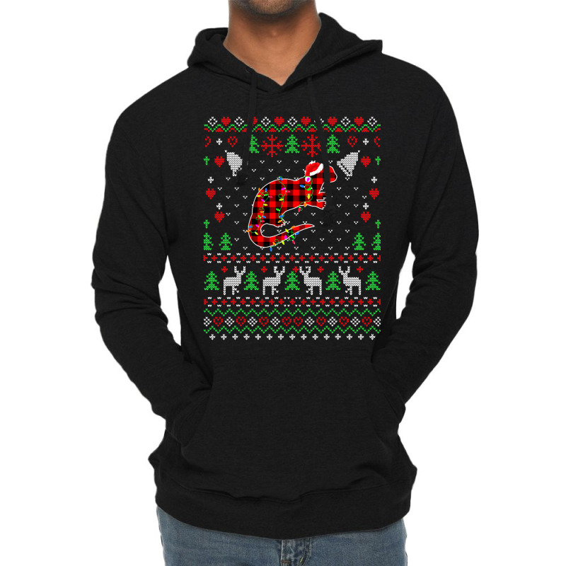 Funny Ugly Christmas Buffalo Red Plaid Otter Anima Lightweight Hoodie | Artistshot