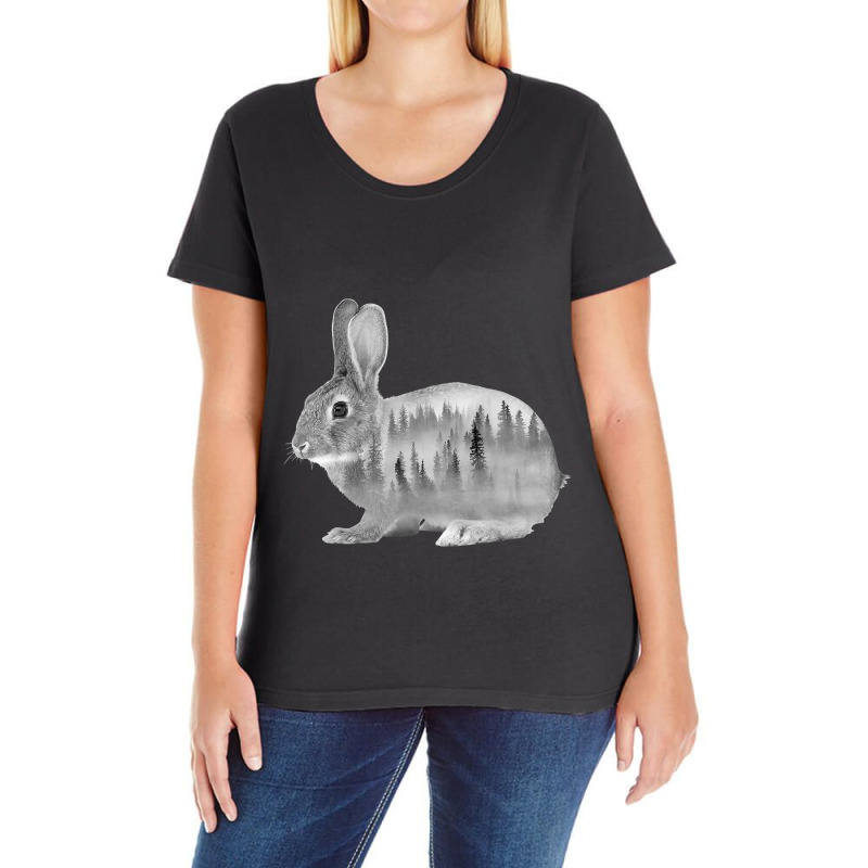 European Hare Silhouette Rabbit Forest Nature Desi Ladies Curvy T-Shirt by TONYGYARMATI | Artistshot