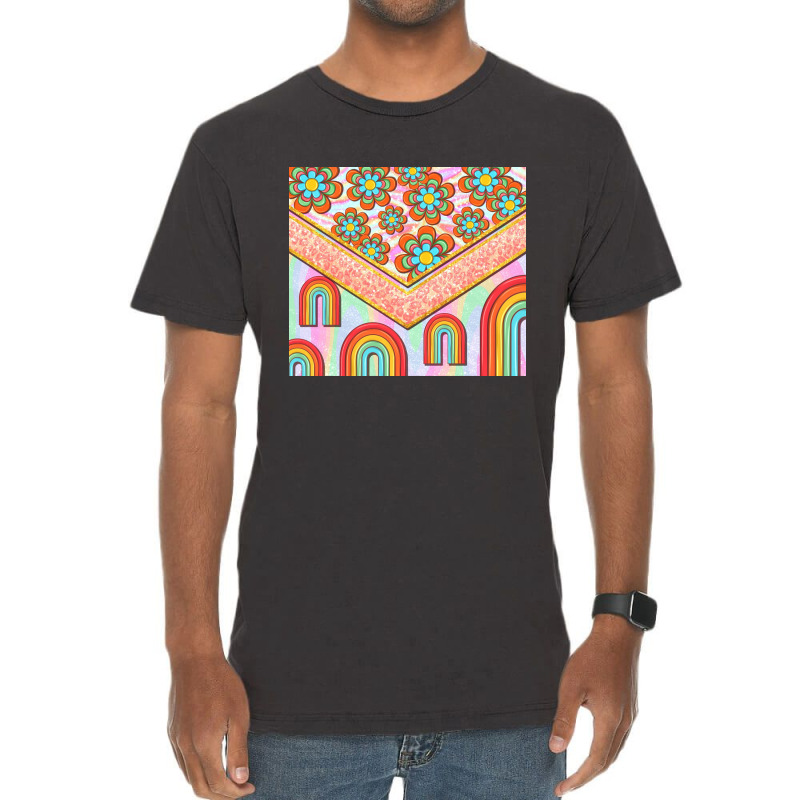 Hippie Rainbow And Daisy Vintage T-shirt | Artistshot