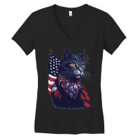 Pawsome Patriot Cat Strikes Again Women's V-neck T-shirt | Artistshot