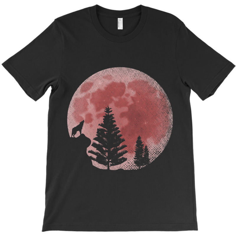 Full Moon Forest Animal Predator Red Moon Howling  T-shirt | Artistshot