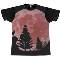 Full Moon Forest Animal Predator Red Moon Howling  Graphic T-shirt | Artistshot