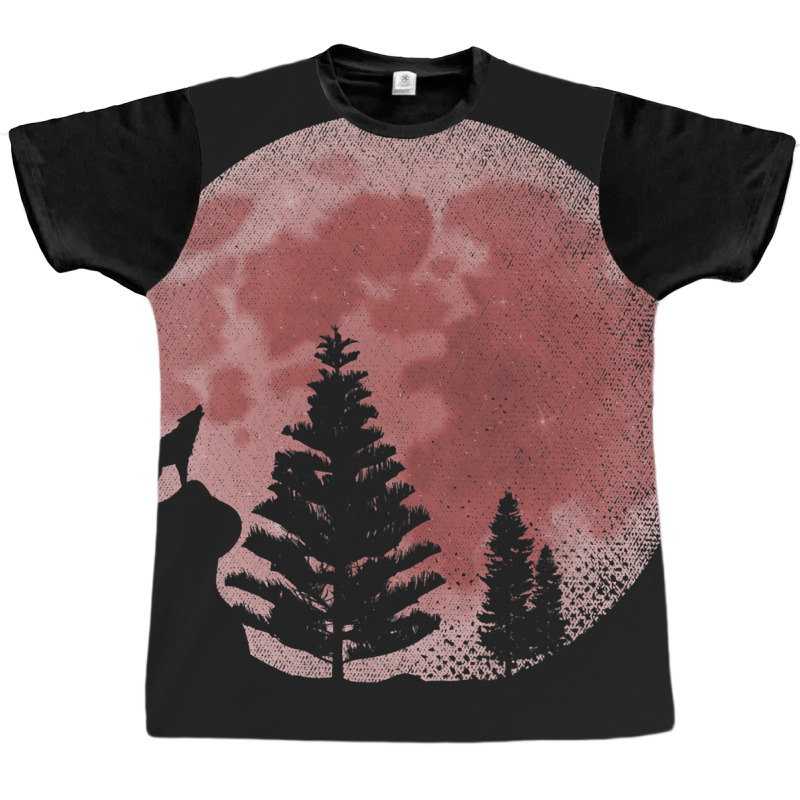 Full Moon Forest Animal Predator Red Moon Howling  Graphic T-shirt | Artistshot