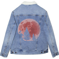 Full Moon Forest Animal Predator Red Moon Howling  Unisex Sherpa-lined Denim Jacket | Artistshot