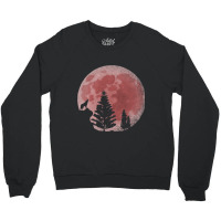 Full Moon Forest Animal Predator Red Moon Howling  Crewneck Sweatshirt | Artistshot