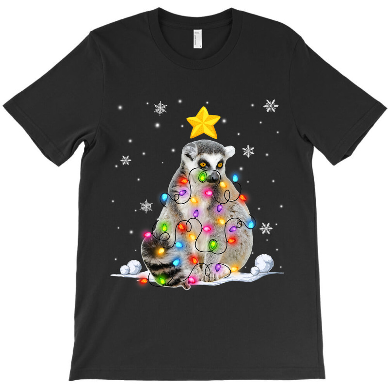 Funny Xmas Lemur Animals Lover Christmas Tree Ligh T-shirt | Artistshot