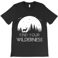 Find Your Wilderness Deer Moon Hiking Camping Atmo T-shirt | Artistshot