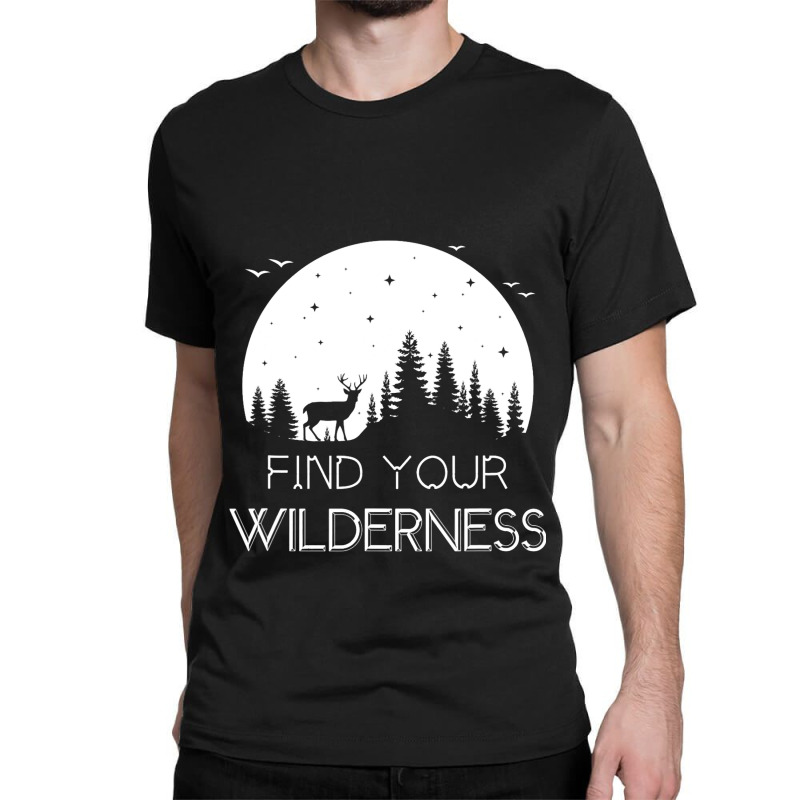 Find Your Wilderness Deer Moon Hiking Camping Atmo Classic T-shirt | Artistshot