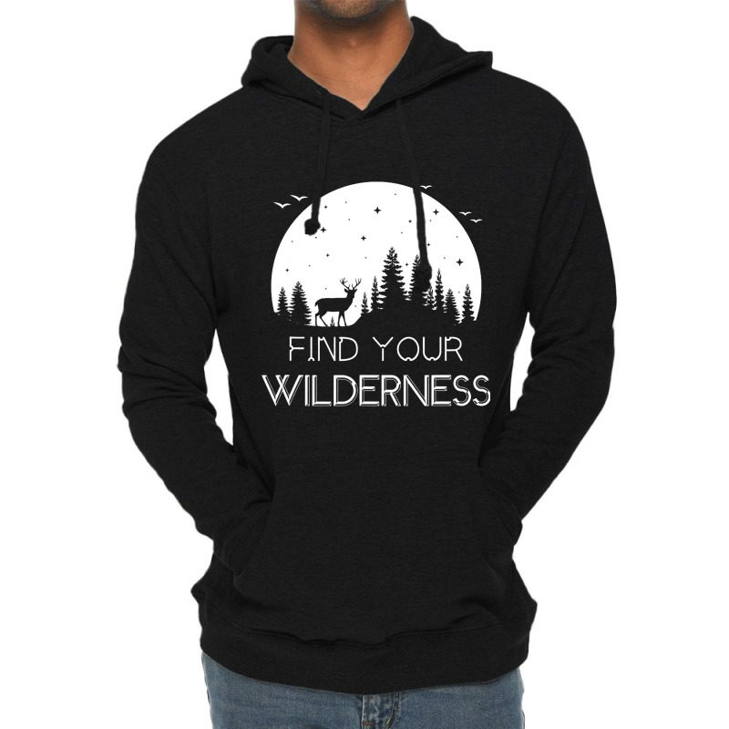 Find Your Wilderness Deer Moon Hiking Camping Atmo Lightweight Hoodie | Artistshot