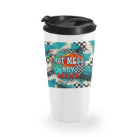 Hot Mess Boy Mama With Fire Travel Mug | Artistshot