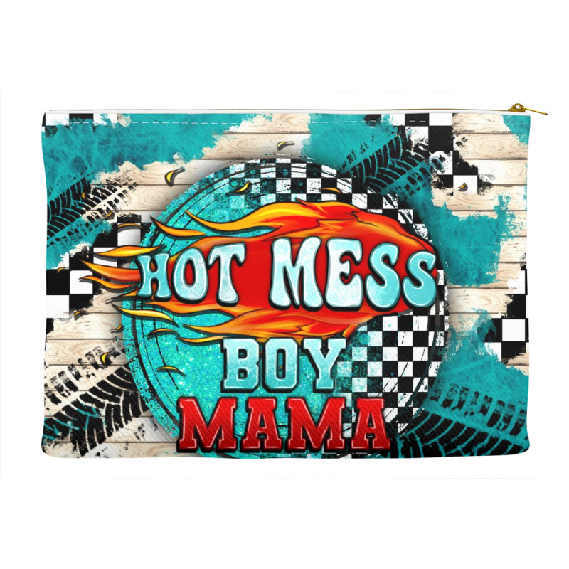 Hot Mess Boy Mama With Fire Accessory Pouches | Artistshot