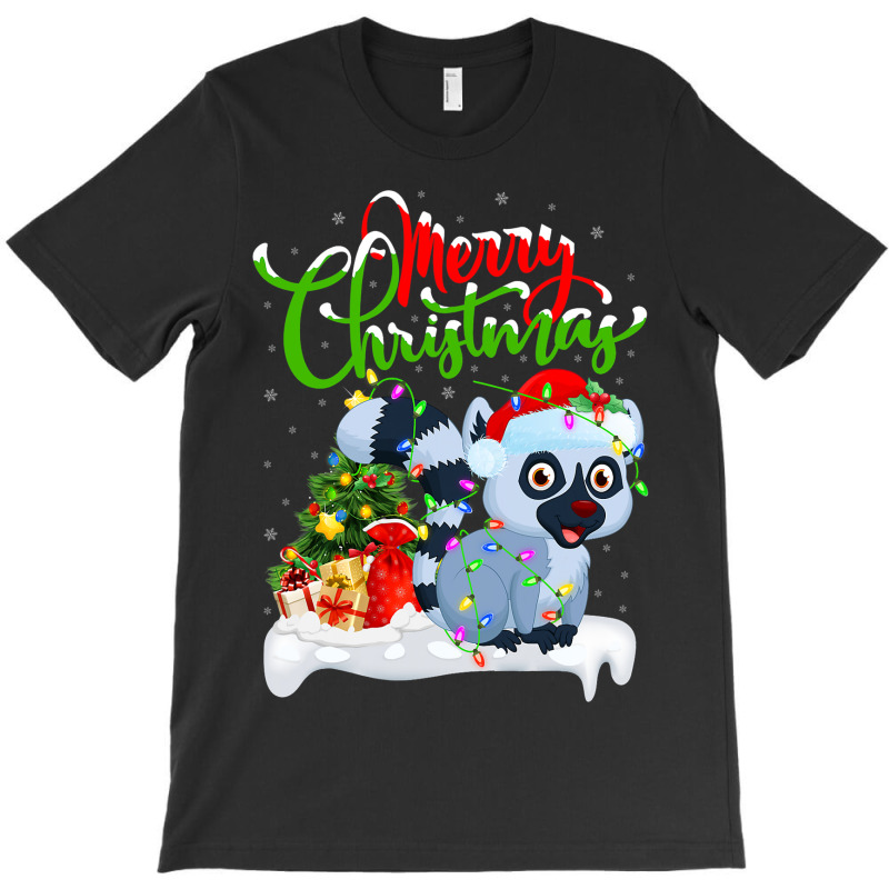 Funny Lemur Animal Lover Xmas Lighting Lemur Chris T-shirt | Artistshot