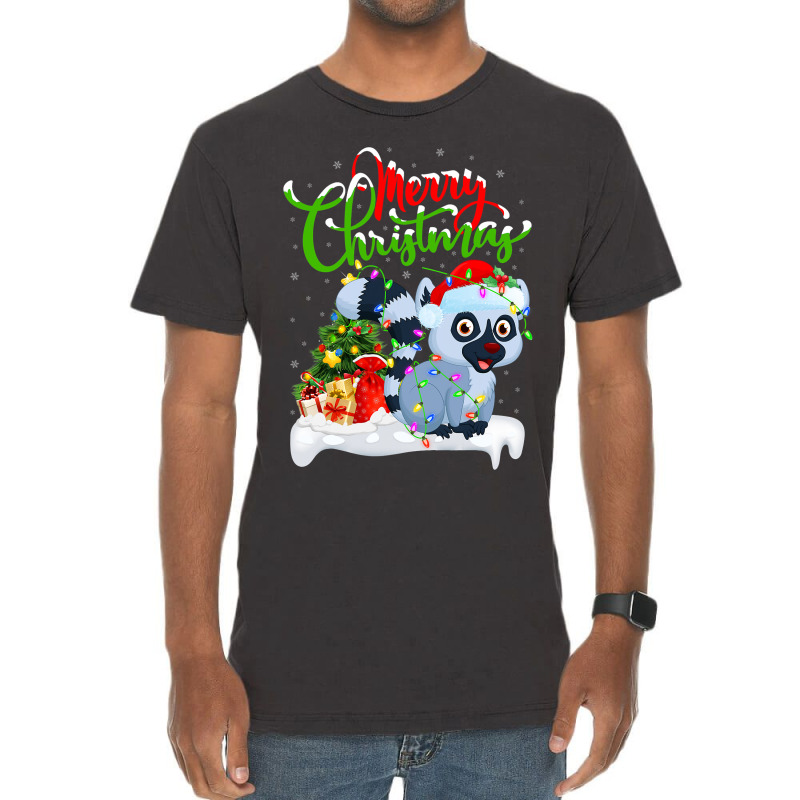 Funny Lemur Animal Lover Xmas Lighting Lemur Chris Vintage T-shirt | Artistshot