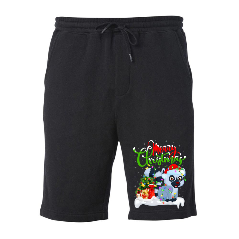 Funny Lemur Animal Lover Xmas Lighting Lemur Chris Fleece Short | Artistshot