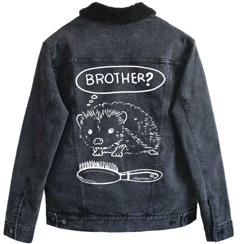 Funny Hedgehogs Talking To Comb Brush Brother Hedg Unisex Sherpa-Lined Denim Jacket by AleaAlmondz | Artistshot