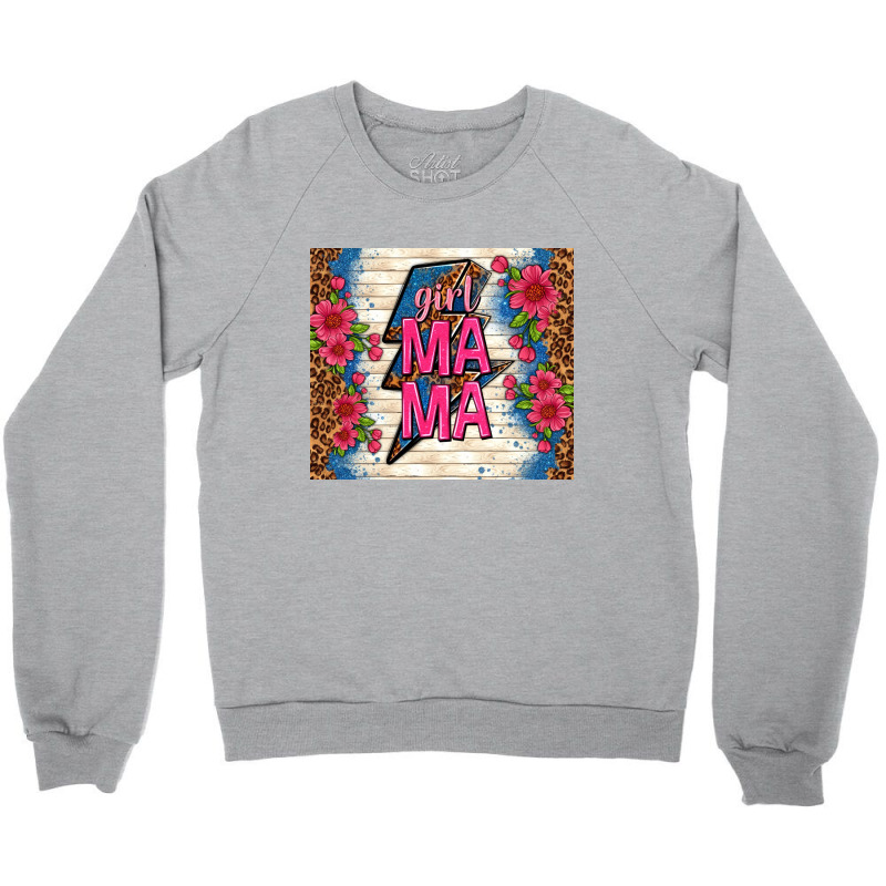 Girl Mama Thunder With Flowers Crewneck Sweatshirt | Artistshot