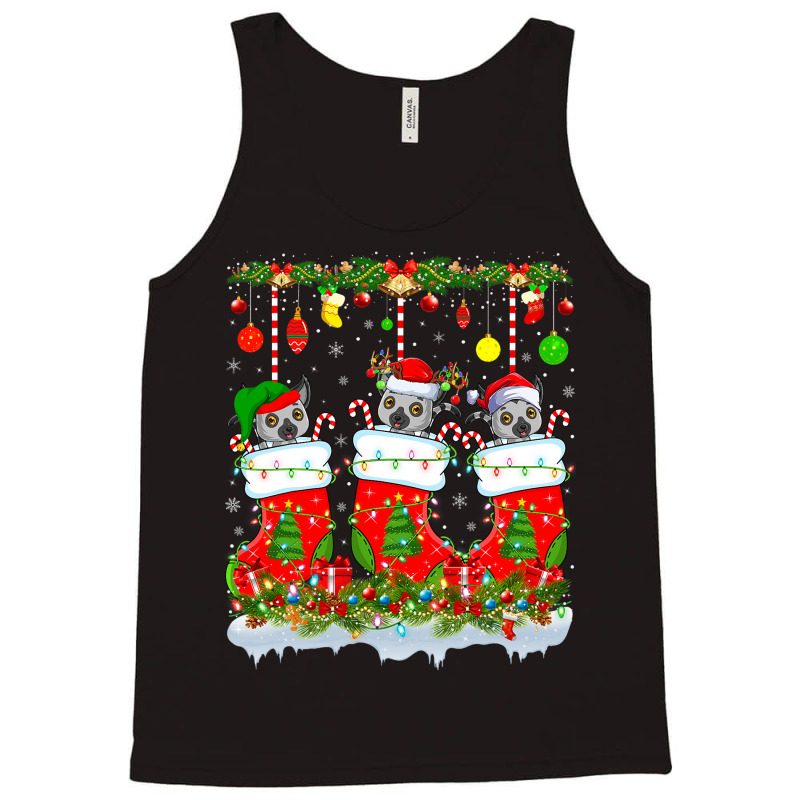 Funny Lemur In Xmas Socks Lights Lemur Christmas Tank Top | Artistshot