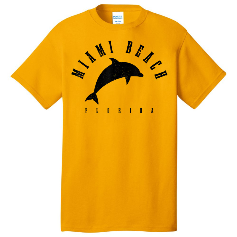 Miami Beach Florida Fl Vintage Surf Dolphin Vacation T Shirt Basic T-shirt | Artistshot