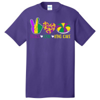 Peace Love King Cake Funny Mardi Gras Festival Party Basic T-shirt | Artistshot