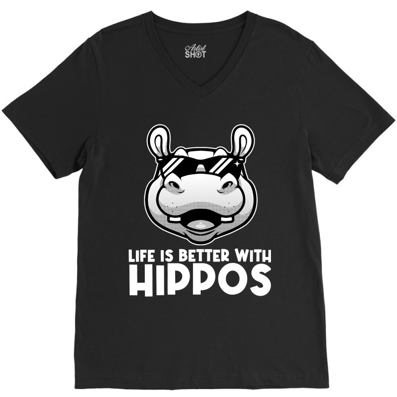 Funny Hippo Design For Men Women Kids Hippopotamus V-neck Tee | Artistshot