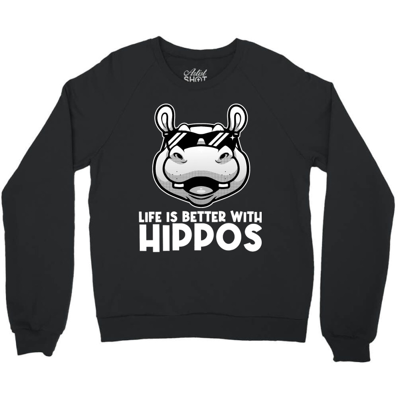 Funny Hippo Design For Men Women Kids Hippopotamus Crewneck Sweatshirt | Artistshot